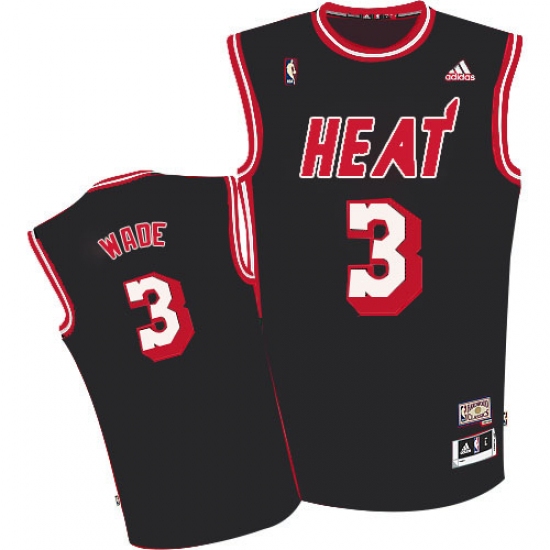 Men's Adidas Miami Heat #3 Dwyane Wade Swingman Black Hardwood Classics Nights NBA Jersey - Ujersey