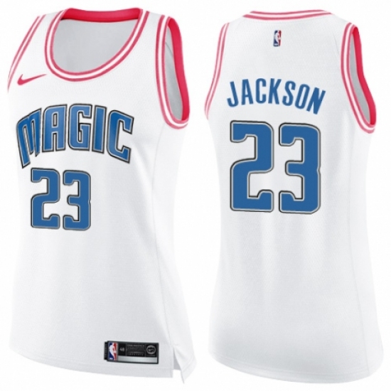 Women's Nike Orlando Magic #23 Justin Jackson Swingman White/Pink Fashion NBA Jersey - Ujersey
