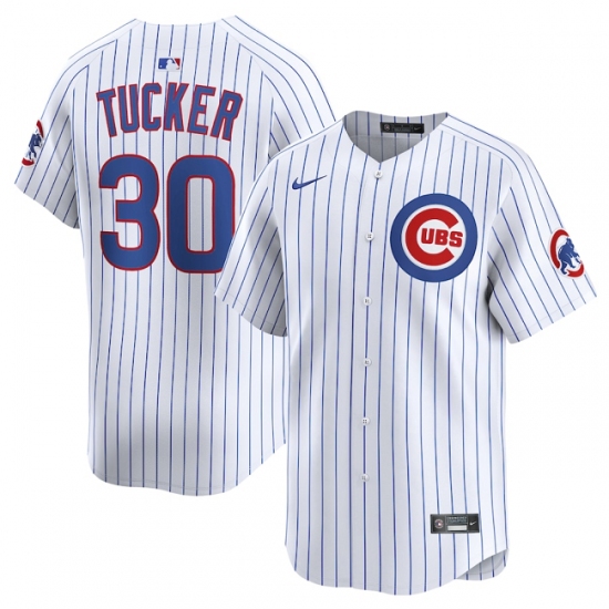Men's Chicago Cubs #30 Kyle Tucker White Home Limited Stitched Baseball Jersey - Ujersey