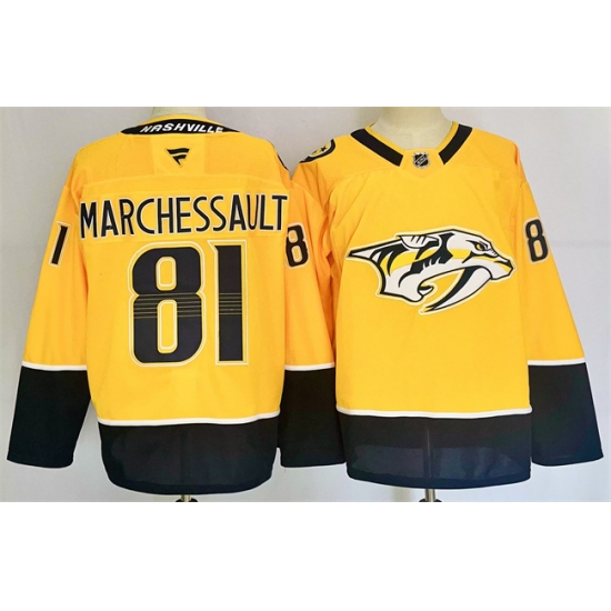 Men's Nashville Predators #81 Jonathan Marchessault Gold 2024-25 Home Stitched Hockey Jersey - Ujersey