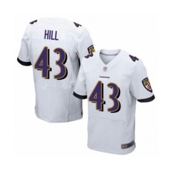 Men's Baltimore Ravens #43 Justice Hill Elite White Football Jersey - Ujersey