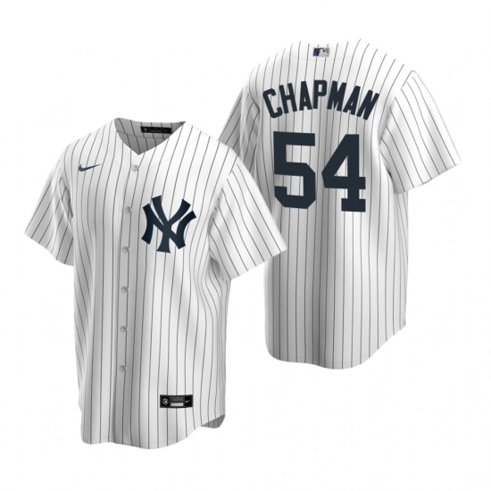 Men's Nike New York Yankees #54 Aroldis Chapman White Home Stitched Baseball Jersey - Ujersey