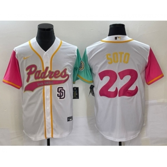 Men's San Diego Padres #22 Juan Soto White NEW 2023 City Connect Cool Base Stitched Jersey1 - Ujersey