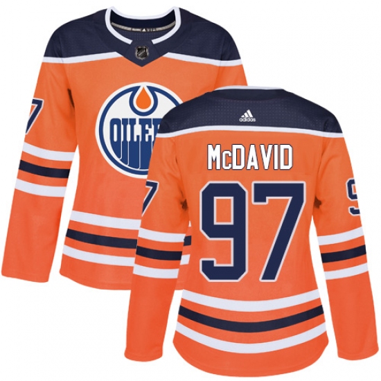 Women's Adidas Edmonton Oilers #97 Connor McDavid Authentic Orange Home NHL Jersey - Ujersey