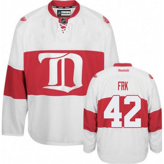 Men's Reebok Detroit Red Wings #42 Martin Frk Premier White Third NHL Jersey - Ujersey