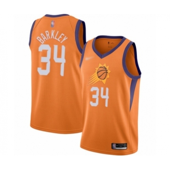 Men's Phoenix Suns #34 Charles Barkley Authentic Orange Finished Basketball Jersey - Statement Edition - Ujersey