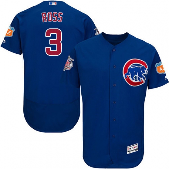 Men's Majestic Chicago Cubs #3 David Ross Royal Blue Alternate Flexbase Authentic Collection MLB Jersey - Ujersey