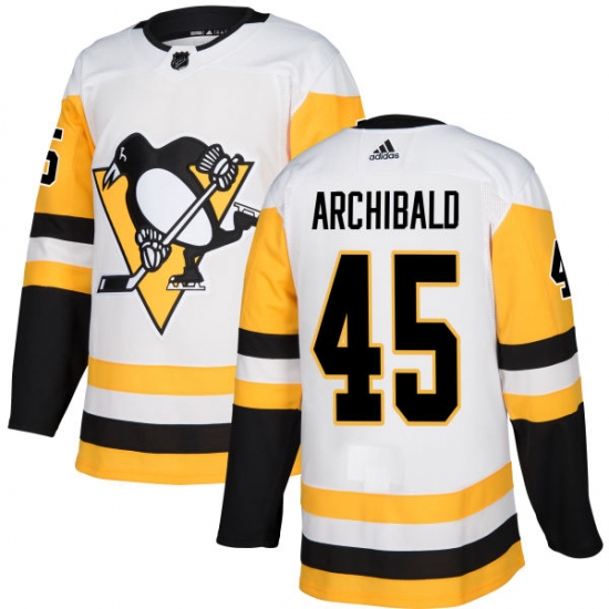 Men's Adidas Pittsburgh Penguins #45 Josh Archibald Authentic White Away NHL Jersey - Ujersey