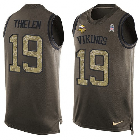 Men's Nike Minnesota Vikings #19 Adam Thielen Limited Green Salute to Service Tank Top NFL Jersey - Ujersey
