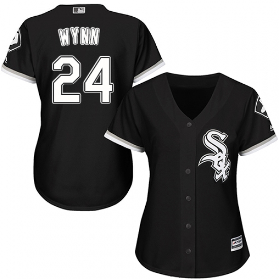 Women's Majestic Chicago White Sox #24 Early Wynn Authentic Black Alternate Home Cool Base MLB Jersey - Ujersey