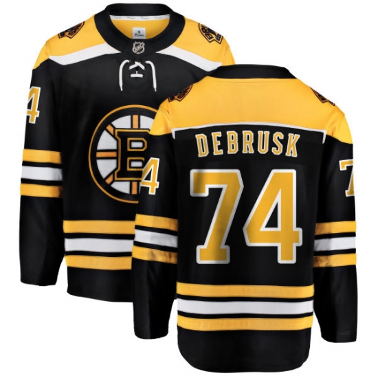 Youth Boston Bruins #74 Jake DeBrusk Authentic Black Home Fanatics Branded Breakaway NHL Jersey - Ujersey