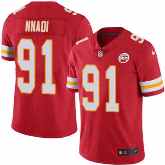 Men's Nike Kansas City Chiefs #91 Derrick Nnadi Red Team Color Vapor Untouchable Limited Player NFL Jersey - Ujersey