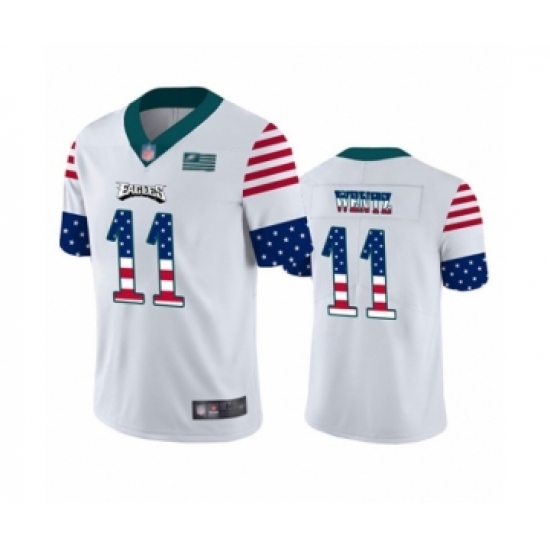Men's Philadelphia Eagles #11 Carson Wentz White Independence Day Limited Player Football Jersey - Ujersey
