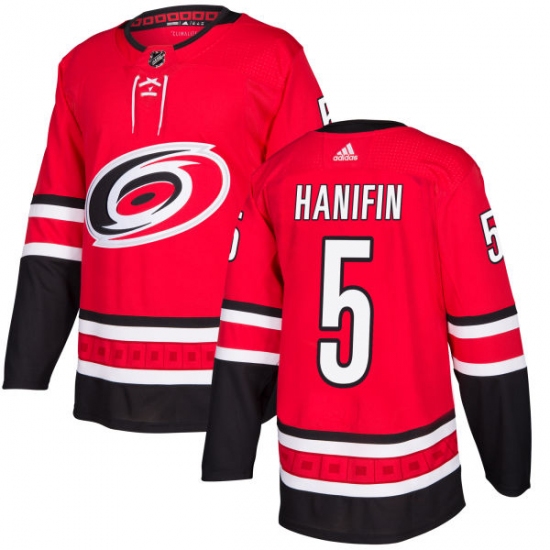Youth Adidas Carolina Hurricanes #5 Noah Hanifin Authentic Red Home NHL Jersey - Ujersey