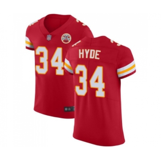 Men's Kansas City Chiefs #34 Carlos Hyde Red Team Color Vapor Untouchable Elite Player Football Jersey - Ujersey