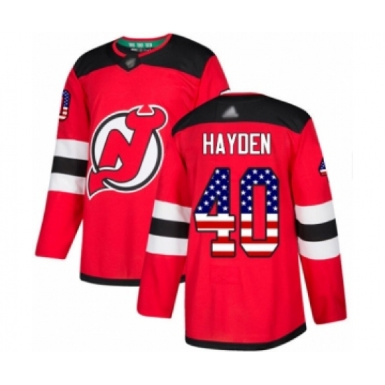 Men's New Jersey Devils #40 John Hayden Authentic Red USA Flag Fashion Hockey Jersey - Ujersey