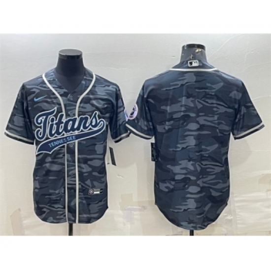 Men's Tennessee Titans Blank Gray Camo With Patch Cool Base Stitched Baseball Jersey - Ujersey
