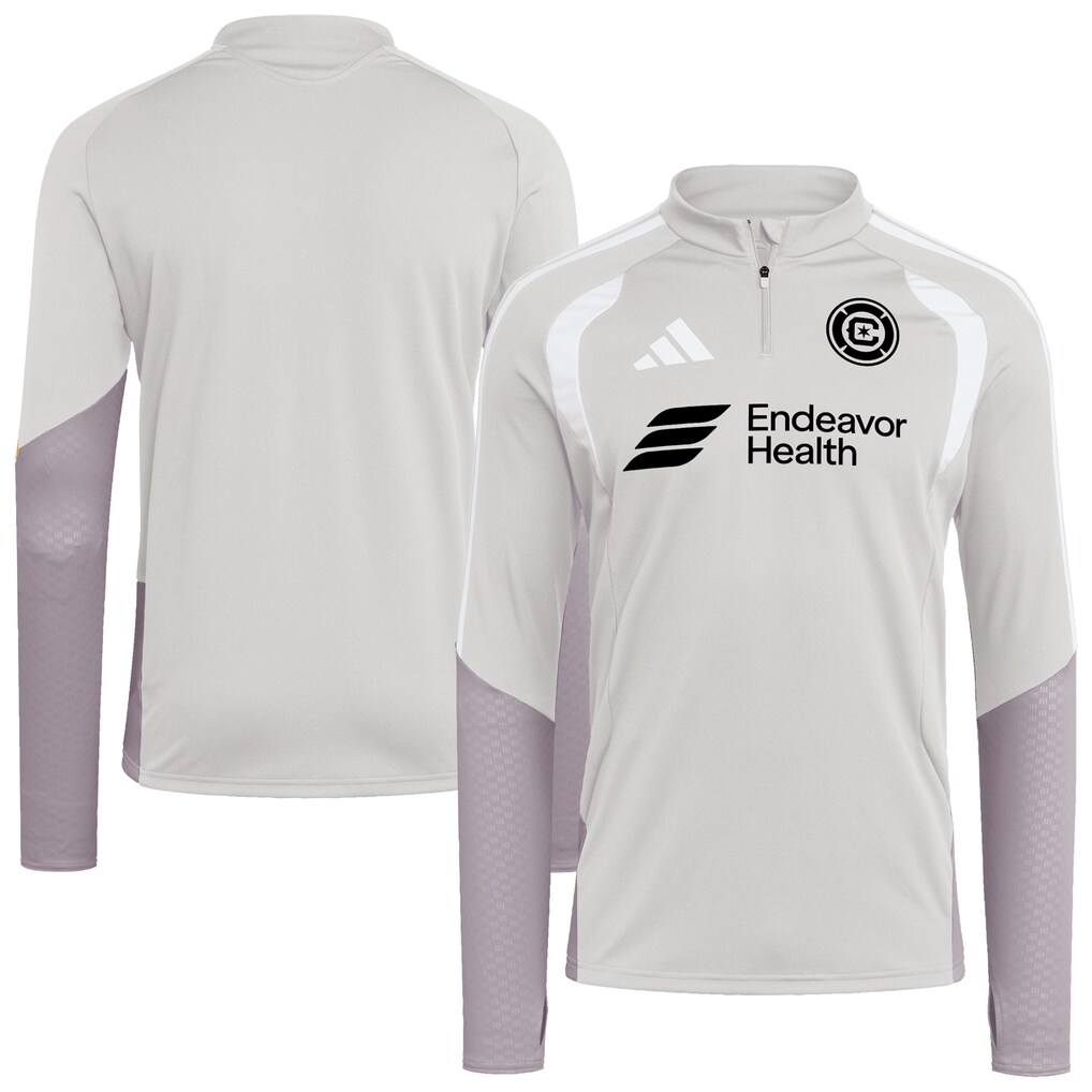 Men's Chicago Fire adidas Silver 2026 Tiro Competition Quarter-Zip Training Top - Ujersey