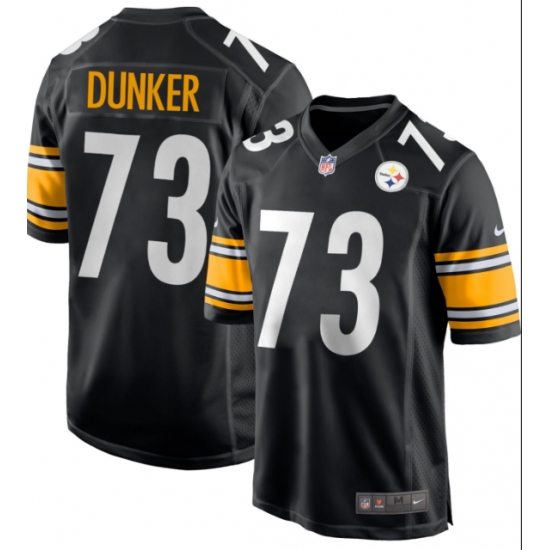 Men's Pittsburgh Steelers #73 Gennings Dunker Black Replica Home Stitched Jersey - Ujersey