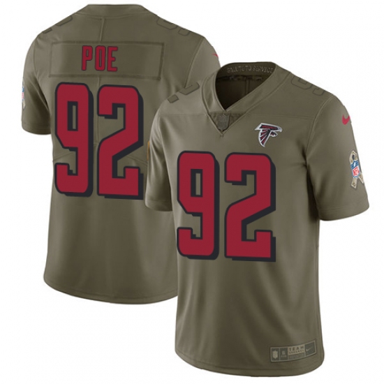 Youth Nike Atlanta Falcons #92 Dontari Poe Limited Olive 2017 Salute to Service NFL Jersey - Ujersey