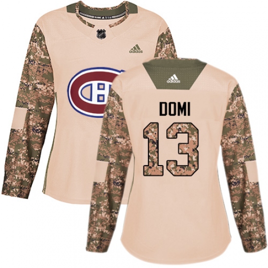 Women's Adidas Montreal Canadiens #13 Max Domi Authentic Camo Veterans Day Practice NHL Jersey - Ujersey