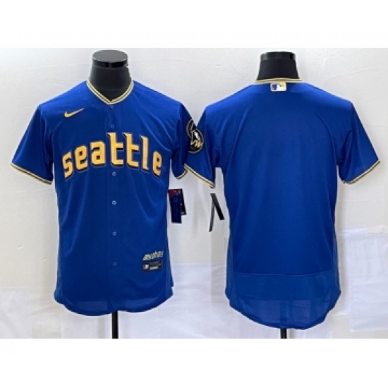 Men's Seattle Mariners Blank Blue 2023 City Connect Flex Base Stitched Jersey - Ujersey