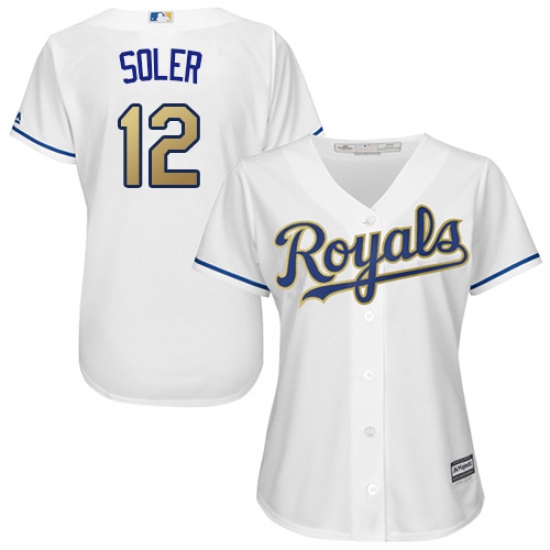 Women's Majestic Kansas City Royals #12 Jorge Soler Authentic White Home Cool Base MLB Jersey - Ujersey