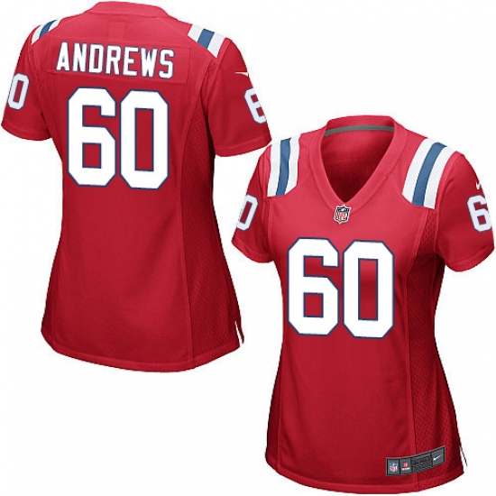 Women's Nike New England Patriots #60 David Andrews Game Red Alternate NFL Jersey - Ujersey