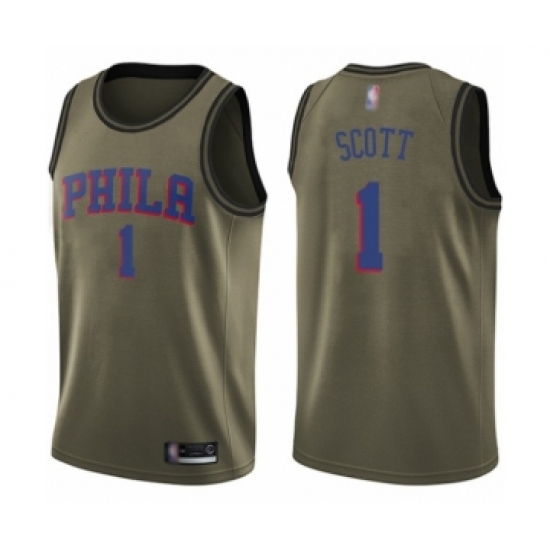 Youth Philadelphia 76ers #1 Mike Scott Swingman Green Salute to Service Basketball Jersey - Ujersey