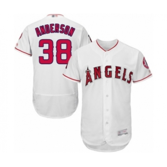 Men's Los Angeles Angels of Anaheim #38 Justin Anderson White Home Flex Base Authentic Collection Baseball Player Jersey - Ujersey