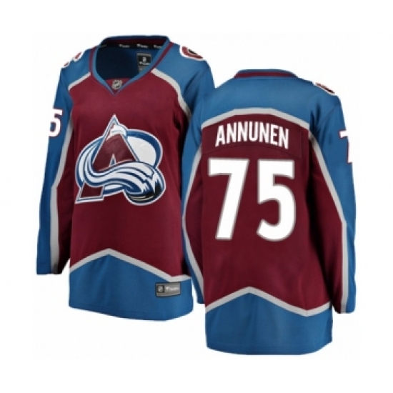 Women's Colorado Avalanche #75 Justus Annunen Authentic Maroon Home Fanatics Branded Breakaway NHL Jersey - Ujersey