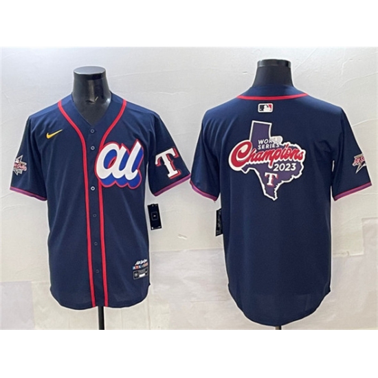 Men's American League Texas Rangers Team Big Logo Navy 2025 All-Star Edition Limited Stitched Baseball Jersey - Ujersey