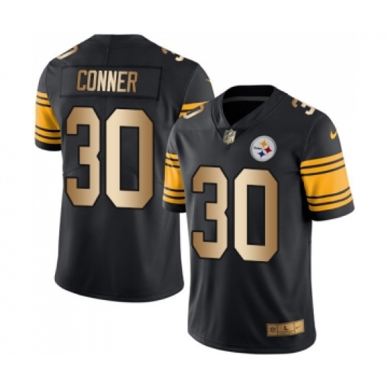 Men's Pittsburgh Steelers #30 James Conner Limited Black Gold Rush Vapor Untouchable Football Jersey - Ujersey