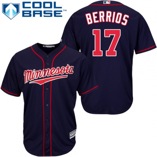 Men's Majestic Minnesota Twins #17 Jose Berrios Replica Navy Blue Alternate Road Cool Base MLB Jersey - Ujersey