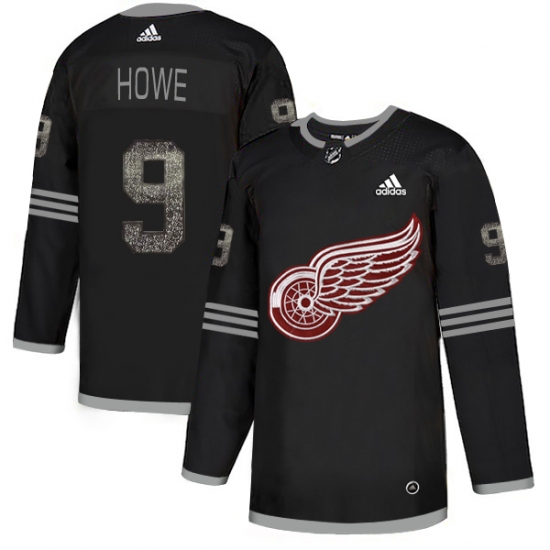 Men's Adidas Detroit Red Wings #9 Gordie Howe Black Authentic Classic Stitched NHL Jersey - Ujersey