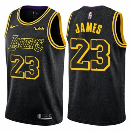 Men's Nike Los Angeles Lakers #23 LeBron James Authentic Black City Edition NBA Jersey - Ujersey