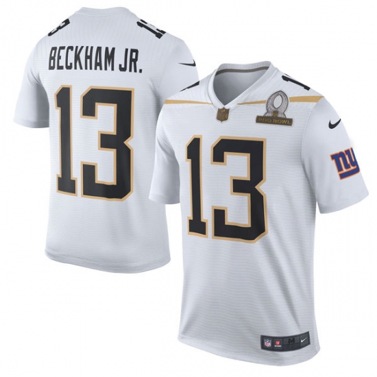 Men's Nike New York Giants #13 Odell Beckham Jr Elite White Team Rice 2016 Pro Bowl NFL Jersey - Ujersey