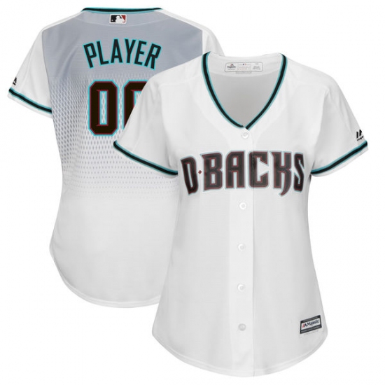 Women's Arizona Diamondbacks Majestic White/Aqua Alternate Cool Base Custom Jersey - Ujersey