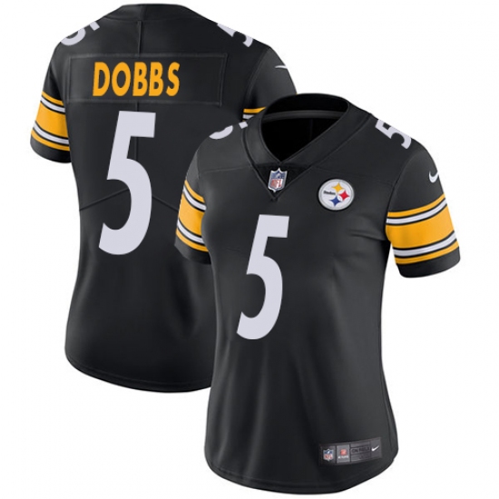 Women's Nike Pittsburgh Steelers #5 Joshua Dobbs Black Team Color Vapor Untouchable Limited Player NFL Jersey - Ujersey