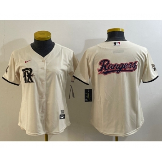 Women's Texas Rangers Big Logo Cream 2023 City Connect Stitched Baseball Jersey - Ujersey