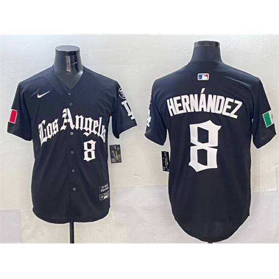 Men's Los Angeles Dodgers #8 Enrique Hernandez Black Mexico 2025 LA Gothic Style With Fernando Vapor Premier Limited Stitched Baseball Jersey - Ujersey