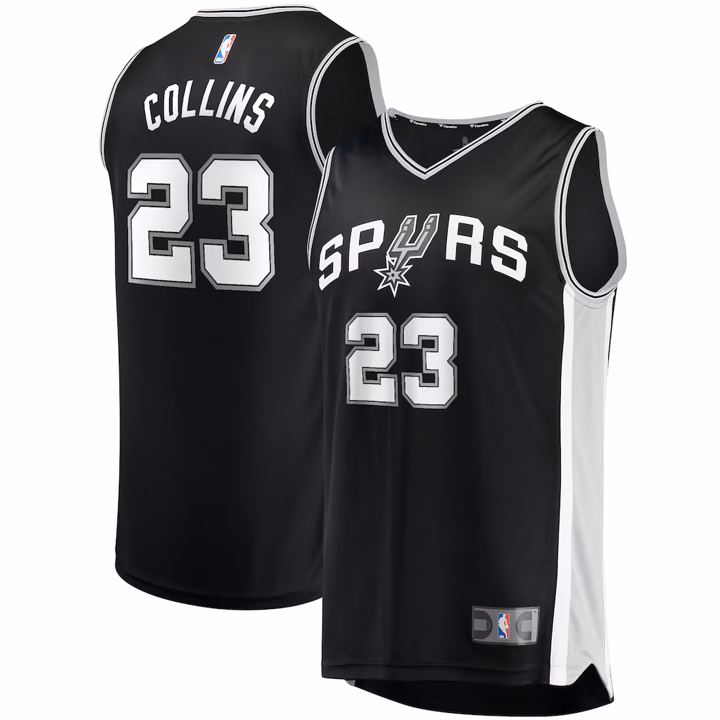 Men's San Antonio Spurs Zach Collins Fanatics Black Fast Break Replica Jersey - Icon Edition - Ujersey