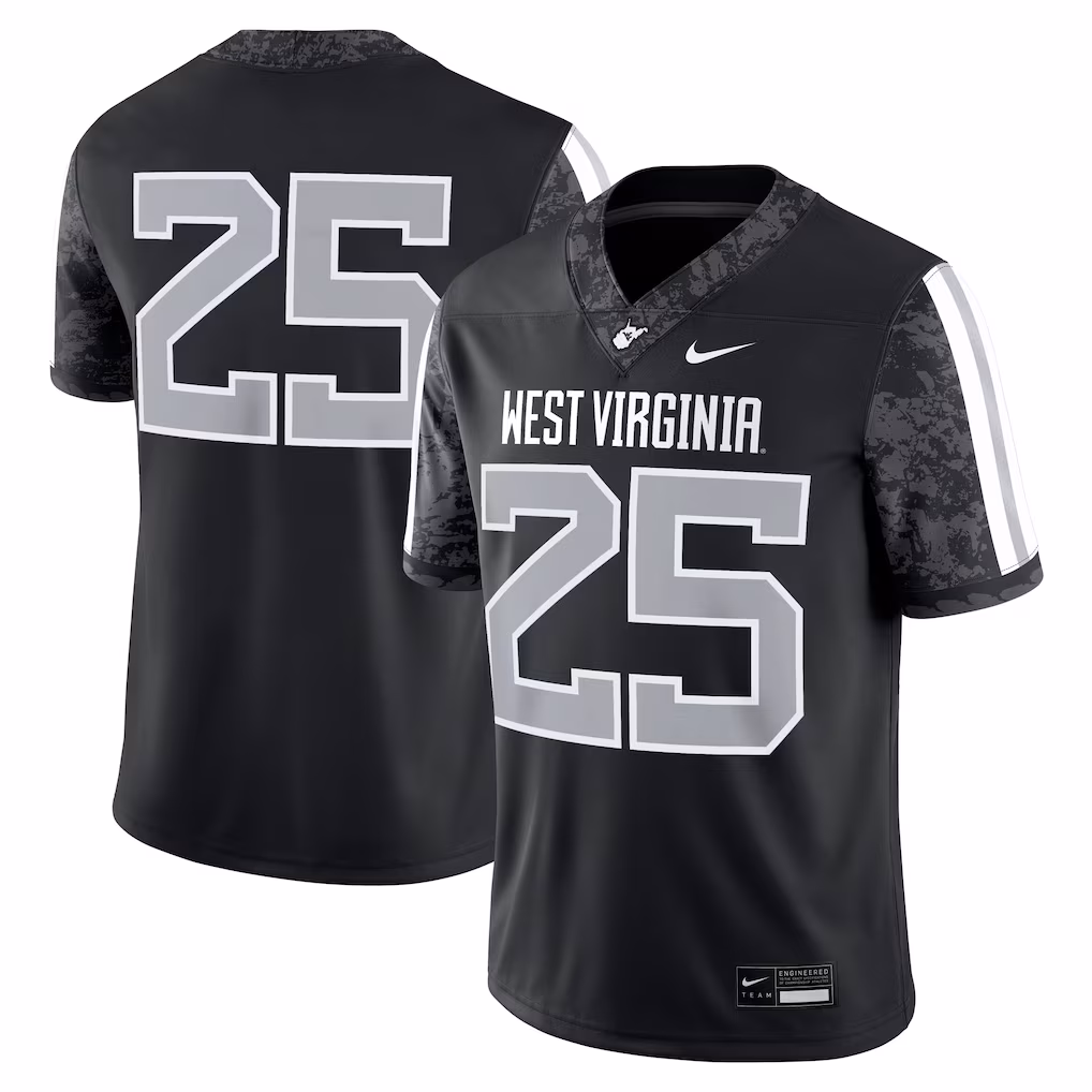 Men's Nike #25 Black West Virginia Mountaineers Alternate Game Jersey - SUjersey01