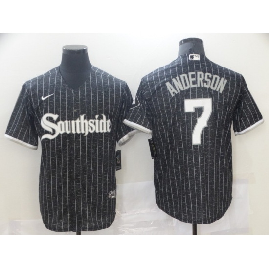 Men's Nike Chicago White Sox Southside #7 Tim Anderson Black Alternate Flex Base Jersey - Ujersey