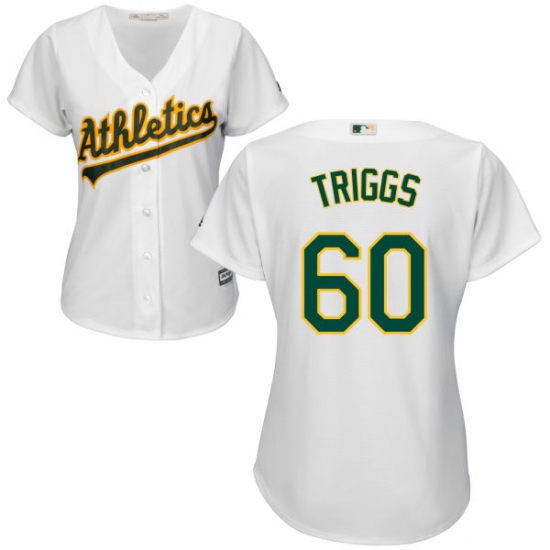 Women's Majestic Oakland Athletics #60 Andrew Triggs Authentic White Home Cool Base MLB Jersey - Ujersey