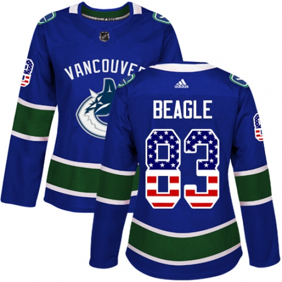 Women's Adidas Vancouver Canucks #83 Jay Beagle Authentic Blue USA Flag Fashion NHL Jersey - Ujersey