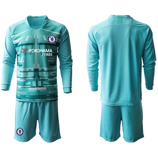 Chelsea Blank Light Blue Goalkeeper Long Sleeves Soccer Club Jersey
