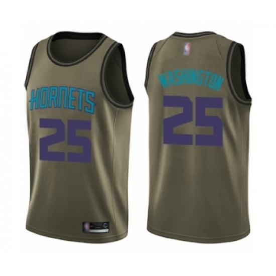 Men's Charlotte Hornets #25 PJ Washington Swingman Green Salute to Service Basketball Jersey - Ujersey