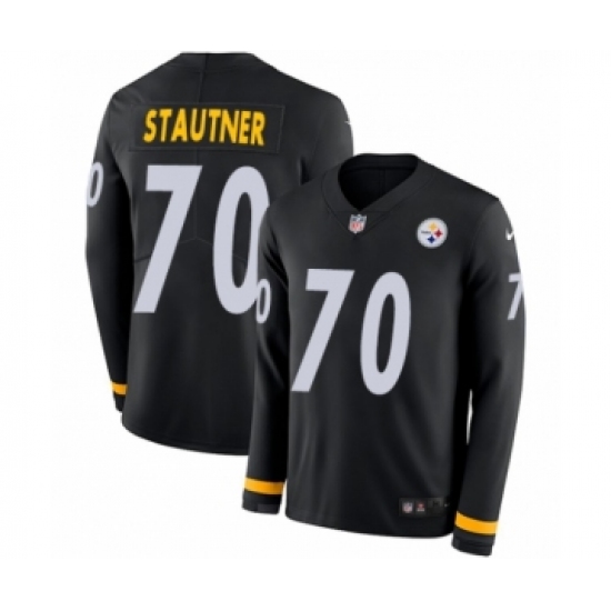 Youth Nike Pittsburgh Steelers #70 Ernie Stautner Limited Black Therma Long Sleeve NFL Jersey - Ujersey