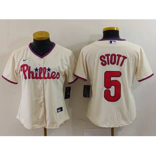 Women's Philadelphia Phillies #5 Bryson Stott Cream Cool Base Jersey - Ujersey